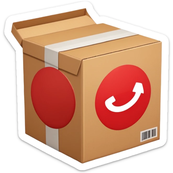 simbolo de prohibido y que esté tachando una caja de cartón de un paquete enviado sticker