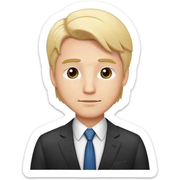 cartoon man with blonde hair in business suit sticker