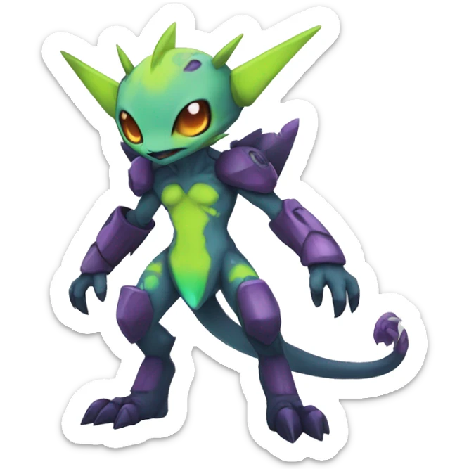 cute cool edgy colorful ethereal alien punk Digimon-Fakemon-animal full body sticker