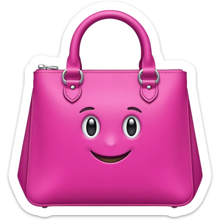 "Bolsa fucsia con asas, logo blanco de DRUNI PERFUMERÍAS, estilo emoji, fondo transparente" sticker