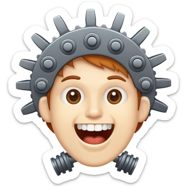 Animated person chattering their teeth out of gear like old cartoons sticker