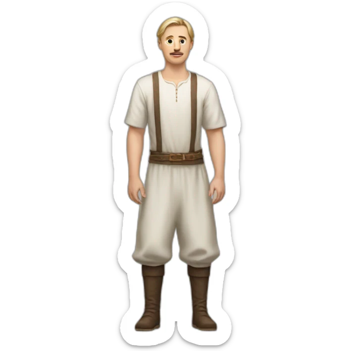 a man of Slavic appearance looks to the side at full height sticker