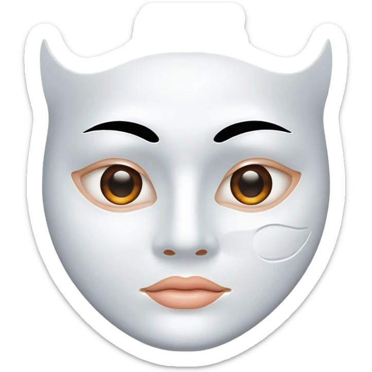 a sheet of white mask pack for face skincare beauty, except on the face, vacant hole on eyes and mouth sticker