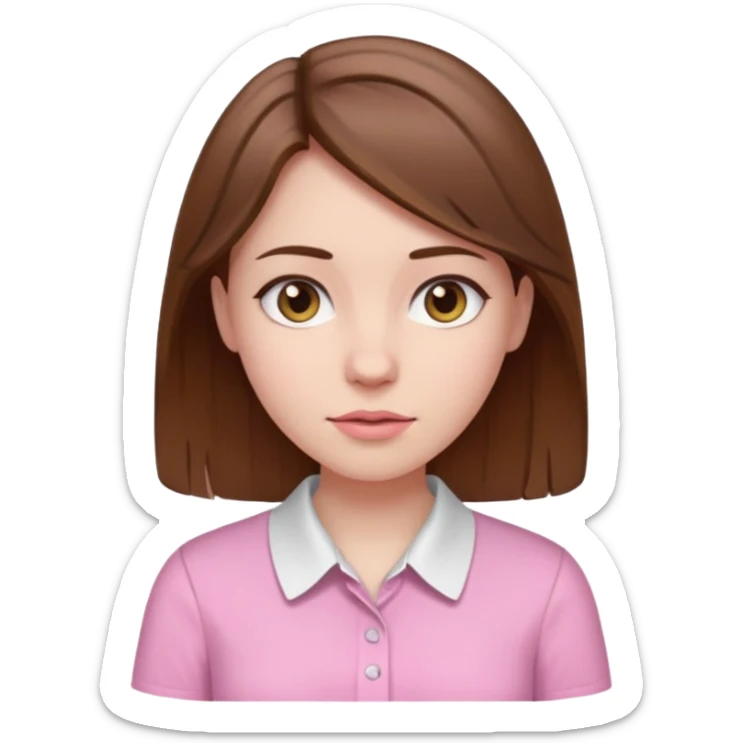 Pale girl brown hair and wearing pink and white shirt sticker
