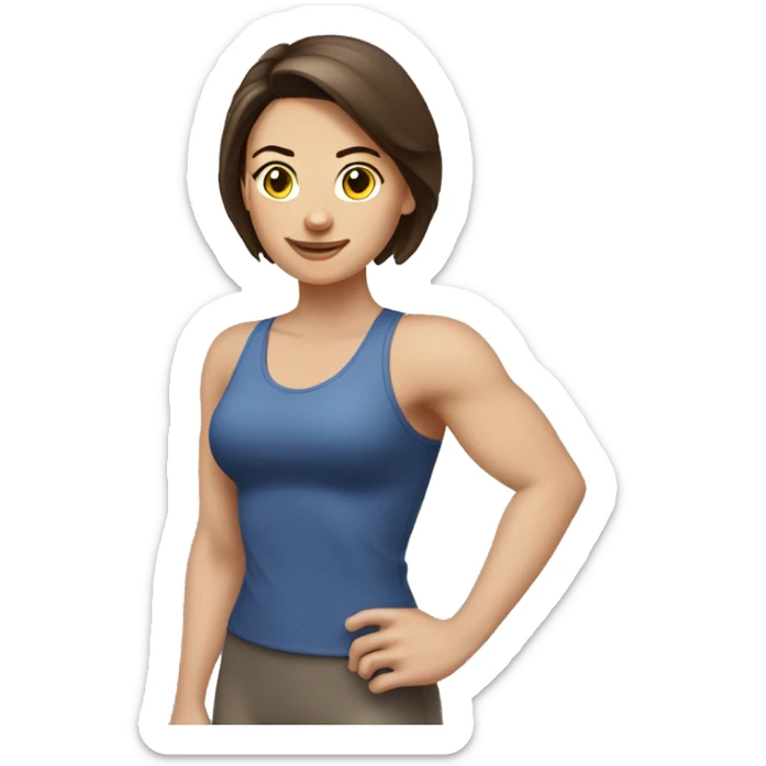 Woman arm muscles, fit Caucasian woman, brunette  sticker
