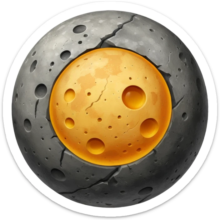 Mercury planet emoji, round, rocky gray ball covered in pitted marks and rough patches, realistic texture sticker