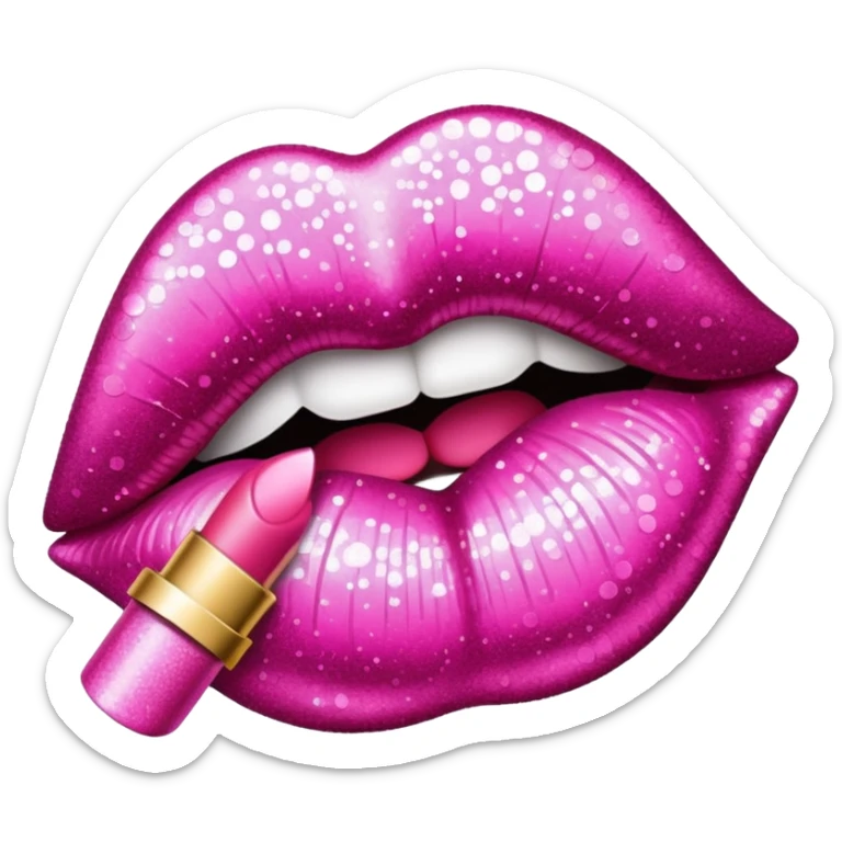 glitter pink mark of lipstick kiss sticker