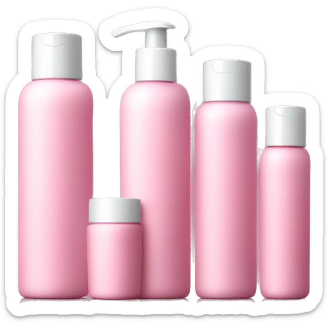 set of 4 pink skin care bottles of various heights sticker