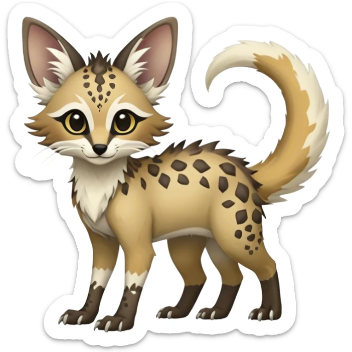 Feral Rare Fantasy Vernid-Trico-species by LiLaiRa, random markings, tufted tail, tufted ears, full body sticker