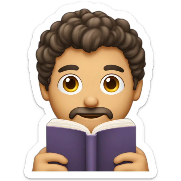 una persona de sexo masculino pelo castaño leyendo libros muy real sticker