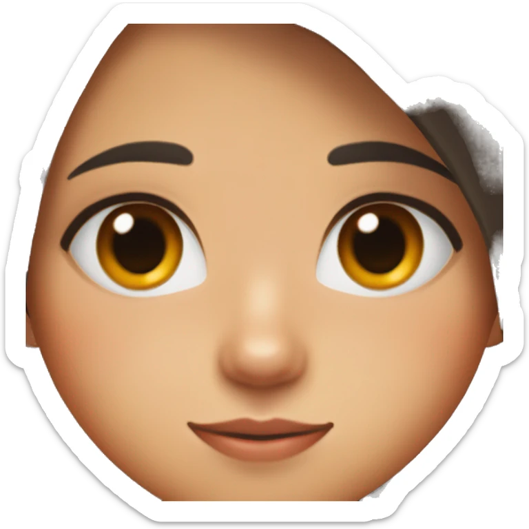 Brunette girl with brown eyes, white skin and holding a tricolor cat with black, white and orange furry. Cat hairs are black in one side of its face and orange in the other side of its face. sticker