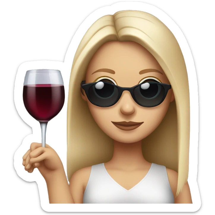 White girl wearing sunglasses holding one glass of wine  sticker