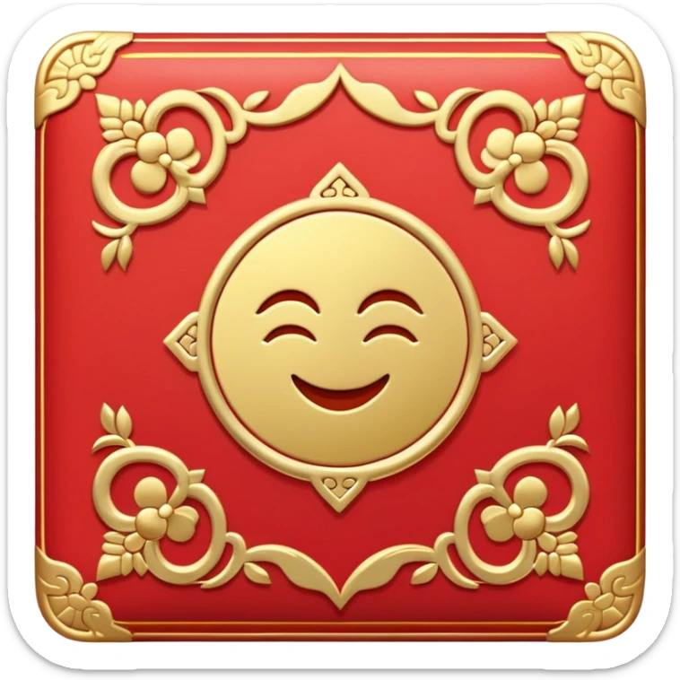 Chinese red envelope (hongbao), lucky money packet with gold details, emoji style sticker