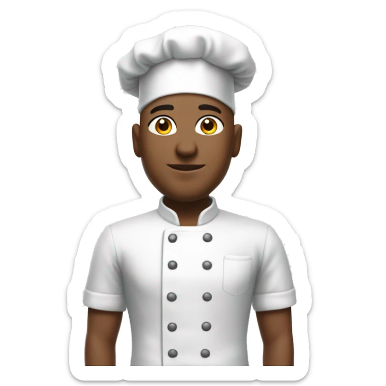 bald meme boy in shirts with chef hat and dress like cook master and persil around  sticker