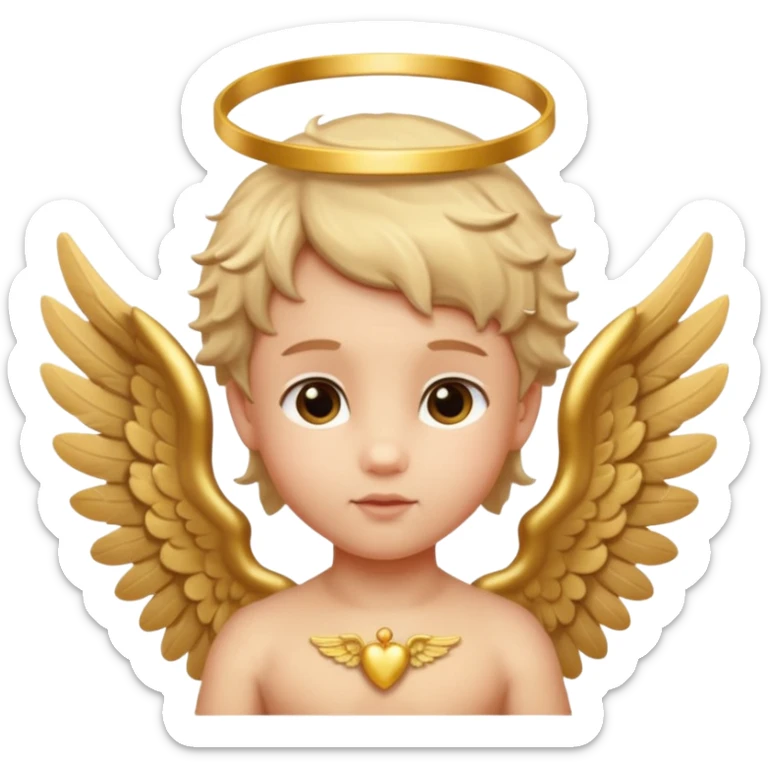 cupid head with ucte little wings and golden angel halo sticker