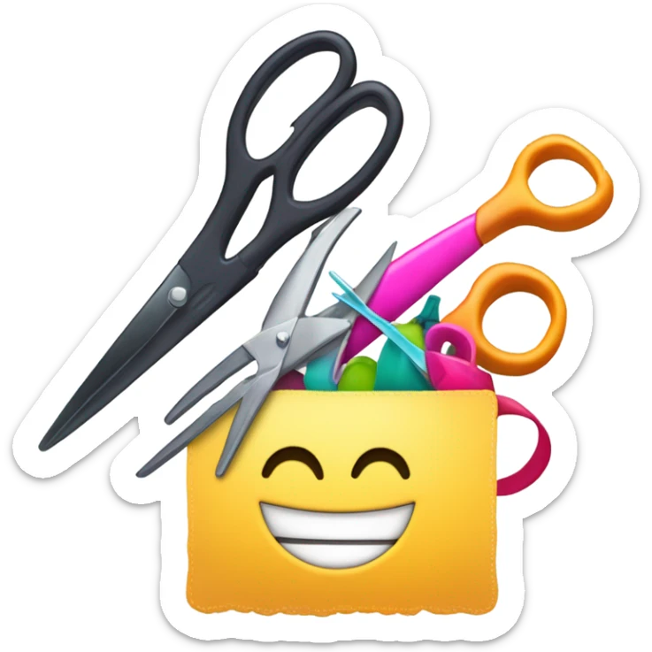 Create an emoji of a discount coupon with a hair-related theme. The coupon should have a design with scissors, a comb, and a hairdryer, symbolizing a discount for haircuts or hair treatments. Make it colorful and eye-catching, with a bold ‘10% OFF’ written on it in a fun, playful font. sticker