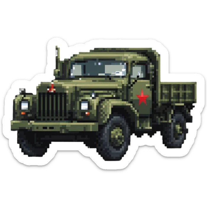 ZIL 130 truck, vintage Russian military truck sticker