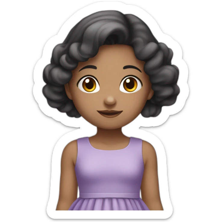 Child girl , Carrying a cloud ,blak hair, Light-skinned،  purple dress sticker