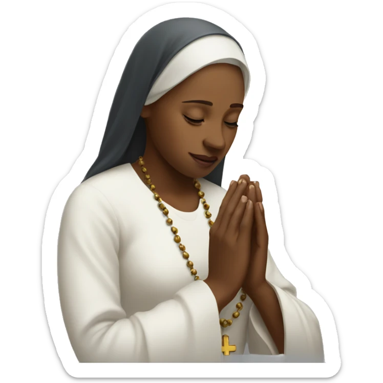 A TOK emoji of a woman praying the rosary sticker