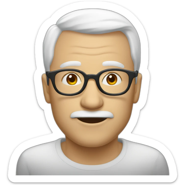 Viel homme blanc chauve, avec lunettes rondes, sans moustache sticker