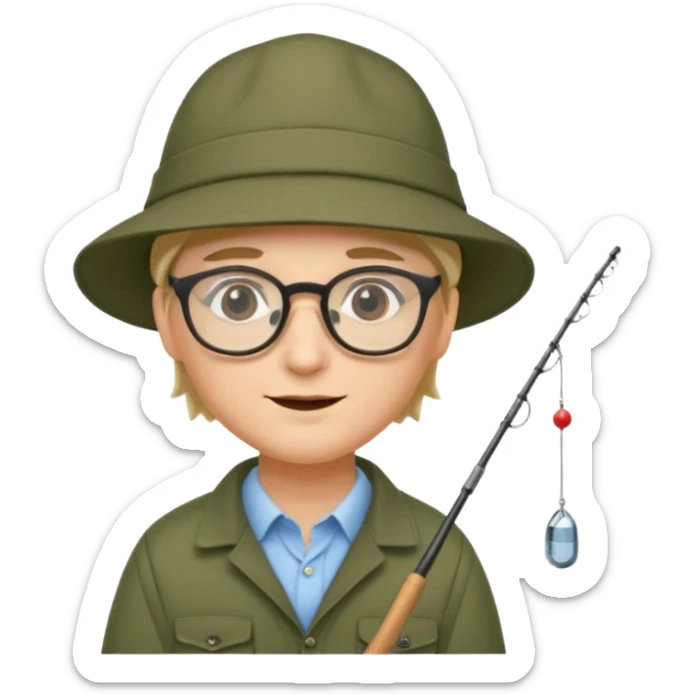 Accountant who wears glasses and loves fishing with fair skin and bold spot sticker