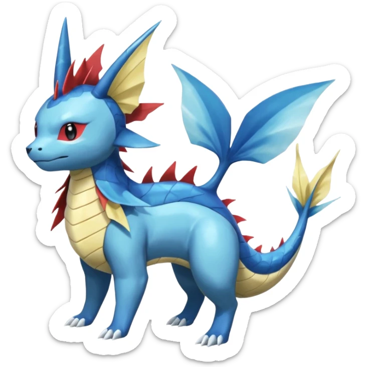 Manectric-Vaporeon-Salamence-Electrike-Amaura-koi-Fakemon-fusion, full body sticker