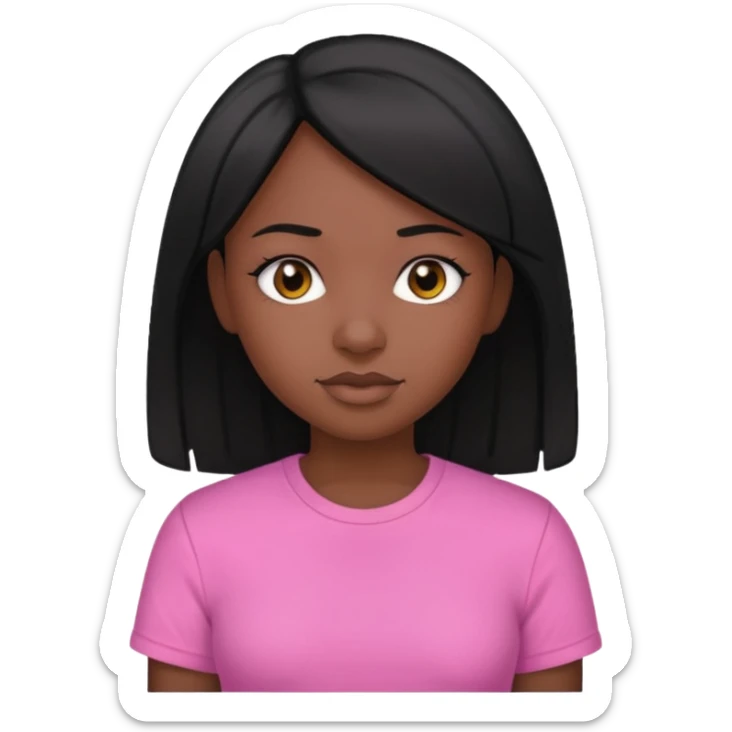 black girl with straight black hair and pink shirt sticker