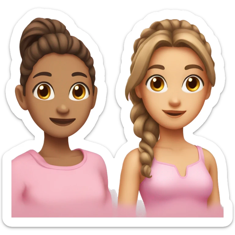 a girl with high ponytail a girl with long brown hair and hazel eyes with tan wearing pink slim sticker