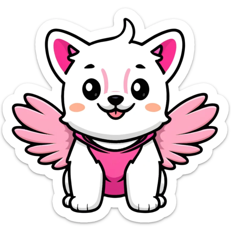 cute dog wearing Victoria's Secret angel wings and pink outfit sticker