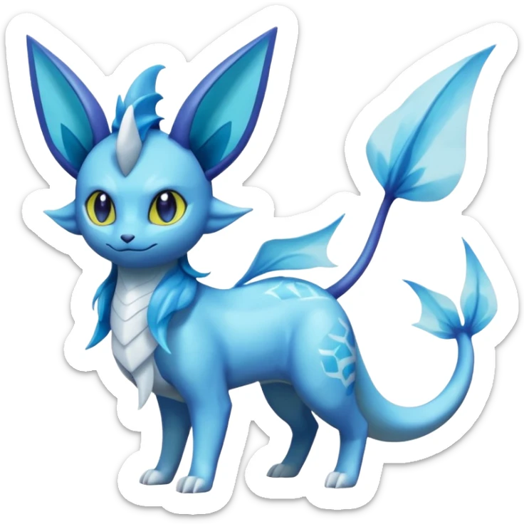 Lumineon-Vaporeon-Espeon-Amaura-Glaceon-Dragonair-Fakémon-hybrid-creature (full body)  sticker