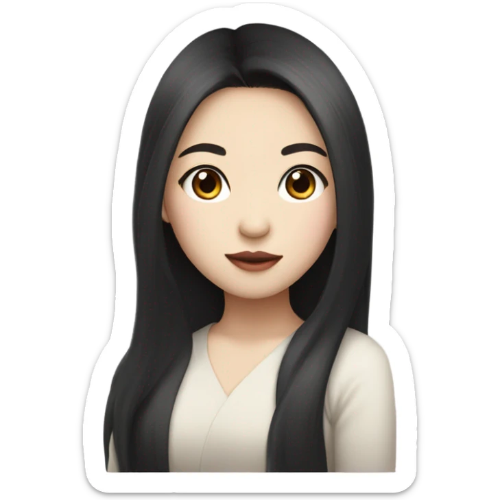 Asian fairly with long hair and big eyes plump lips and pale skin sticker