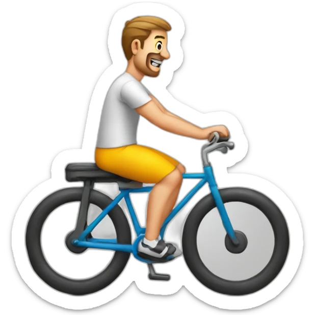 a man on a toilet pedaling bike pedals in front of him sticker