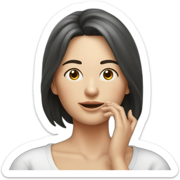 mujer cuerpo entero con manos detrás de la cabeza fotorealista sticker