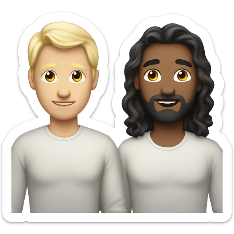 Polyamorous three men couple. one blond in the middle of 2 white skin with dark hair sticker