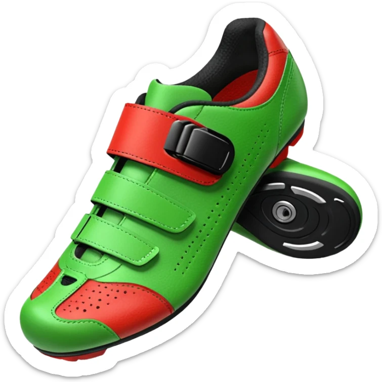 indoor cycling shoe, both of them with christmas color sticker