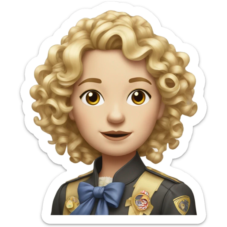 Nellie Olsen with blonde curls with ribbons very detailed and realistic sticker