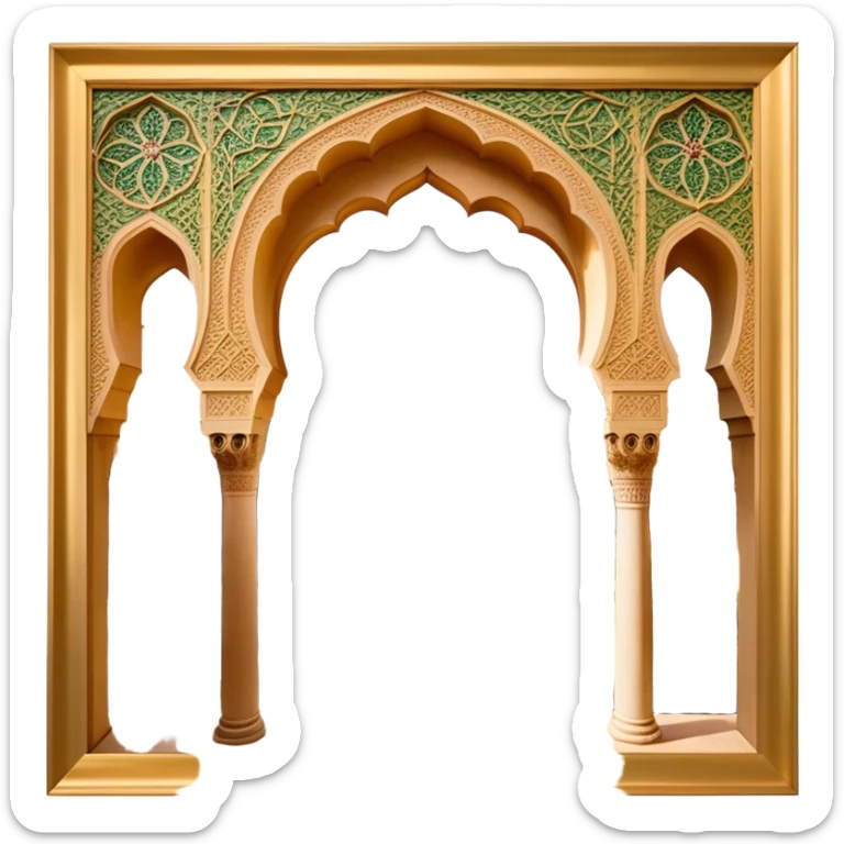 ​Cinematic Realistic Alhambra, depicted as a panoramic, zoomed-out view of the entire majestic Moorish palace complex with intricate arches, expansive courtyards, and lush gardens stretching into the distance, bathed in soft golden light that accentuates its opulent historical grandeur, sticker