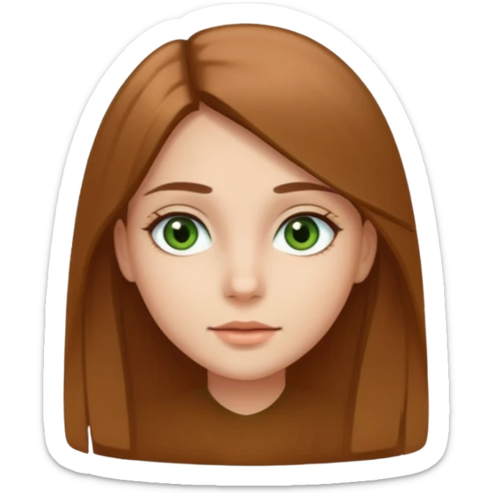 Girl with straight hairs, green and brown eyes and with clear skin but not to much  sticker