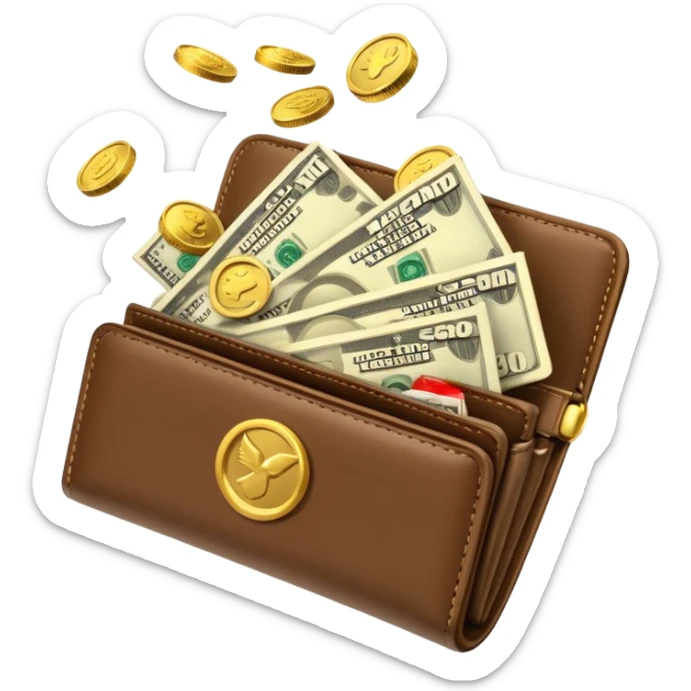 Aviator money emoji, wallet full of cash, casino vibe, premium 3D emoji style, clean, no background
 sticker