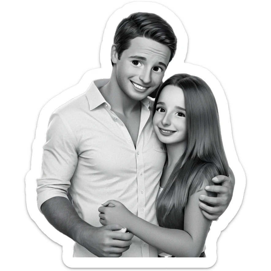 monochrome couple with smiles sticker