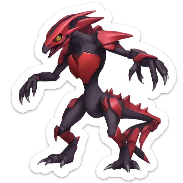  Cool Edgy Punk Black Red Digimon-Fakemon-Raptor-Genesect-Reptile full body sticker