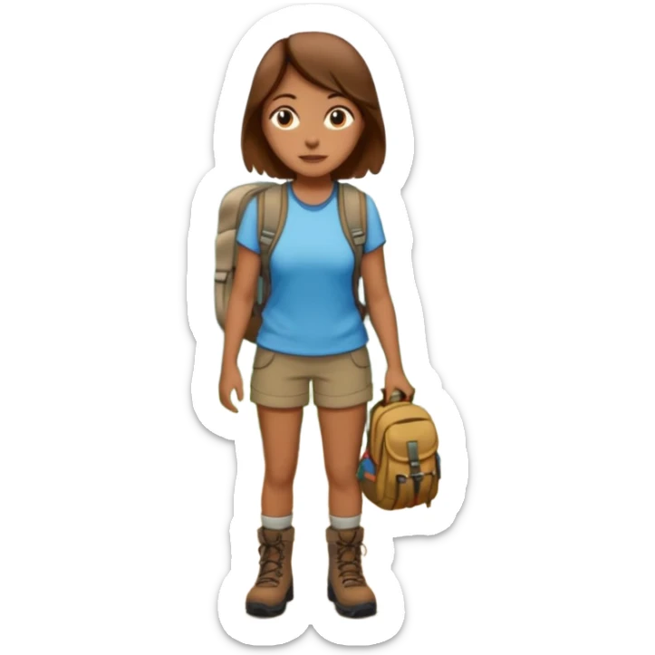 woman hiking in the woods in the sunshine brown hair sticker