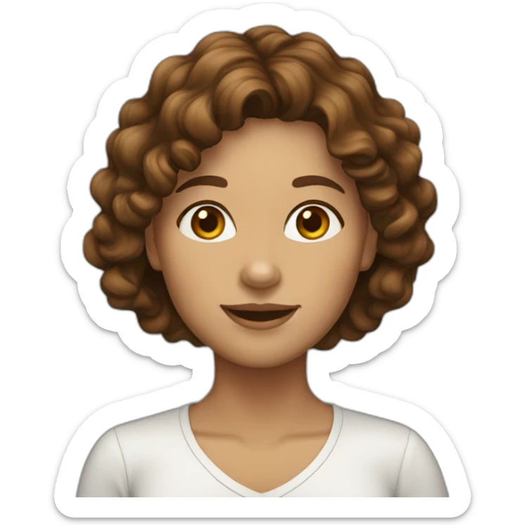 Brown wavy hair female 40 years sticker