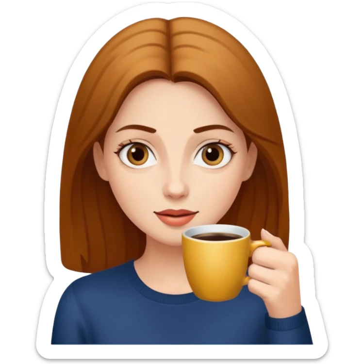 Woman drinking coffee and The edges of the eyes are wide open in the morning  sticker