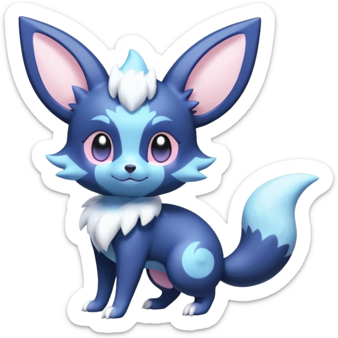 Shiny snowy pastel Noibat-Meowstic-Umbreon-Fakémon-hybrid-creature (full body)  sticker