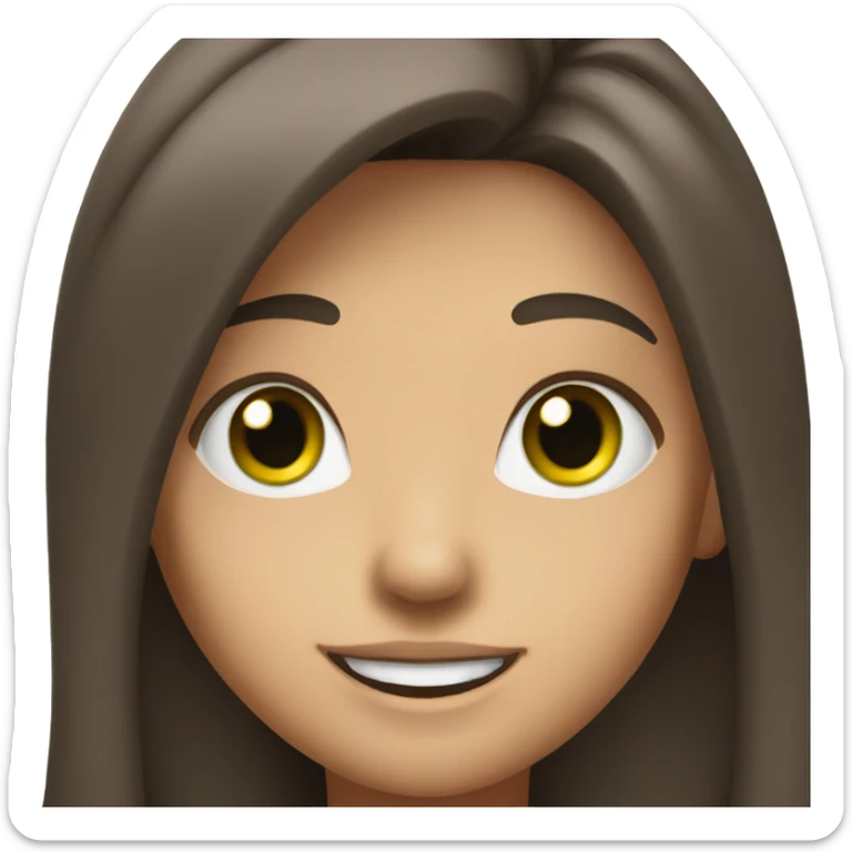 brunette with long hair and green eyes smiles sweetly sticker