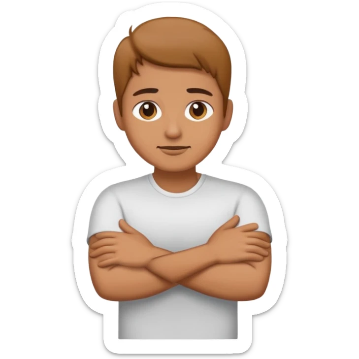 Make a person with their arms crossed and their hands holding the front of their r neck  sticker