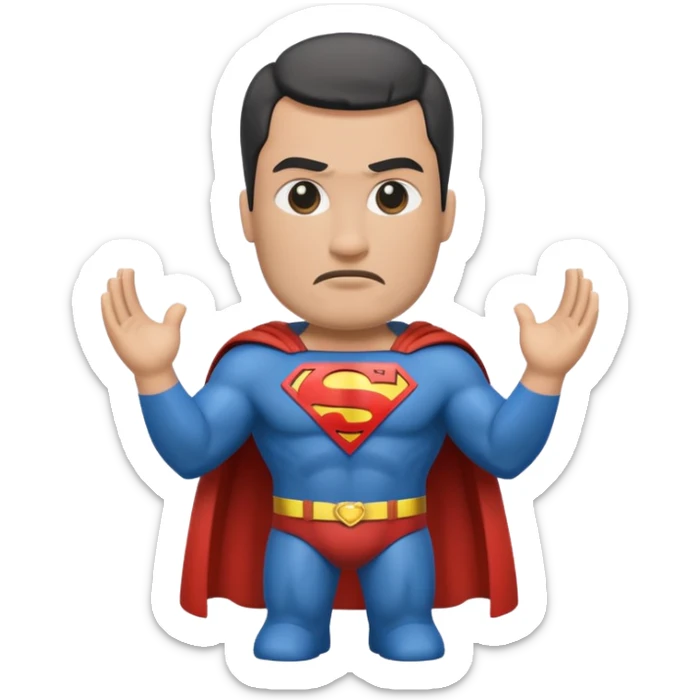 a moai emoji with a superman cape with the original face or the moai emoji with a super man saving people vibe like the superman there is some man waiting in the sky meme but the moai sticker