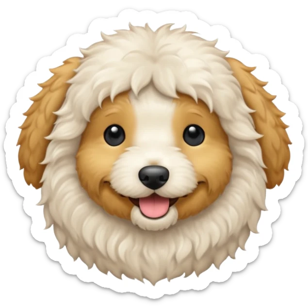 Can you make me an emoji of a white mini golden-doodle  sticker