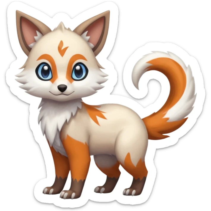 Shiny Brown Orange Blue White Beige Linoone-Absol-Trico-Furret-Hybrid (Full body) sticker